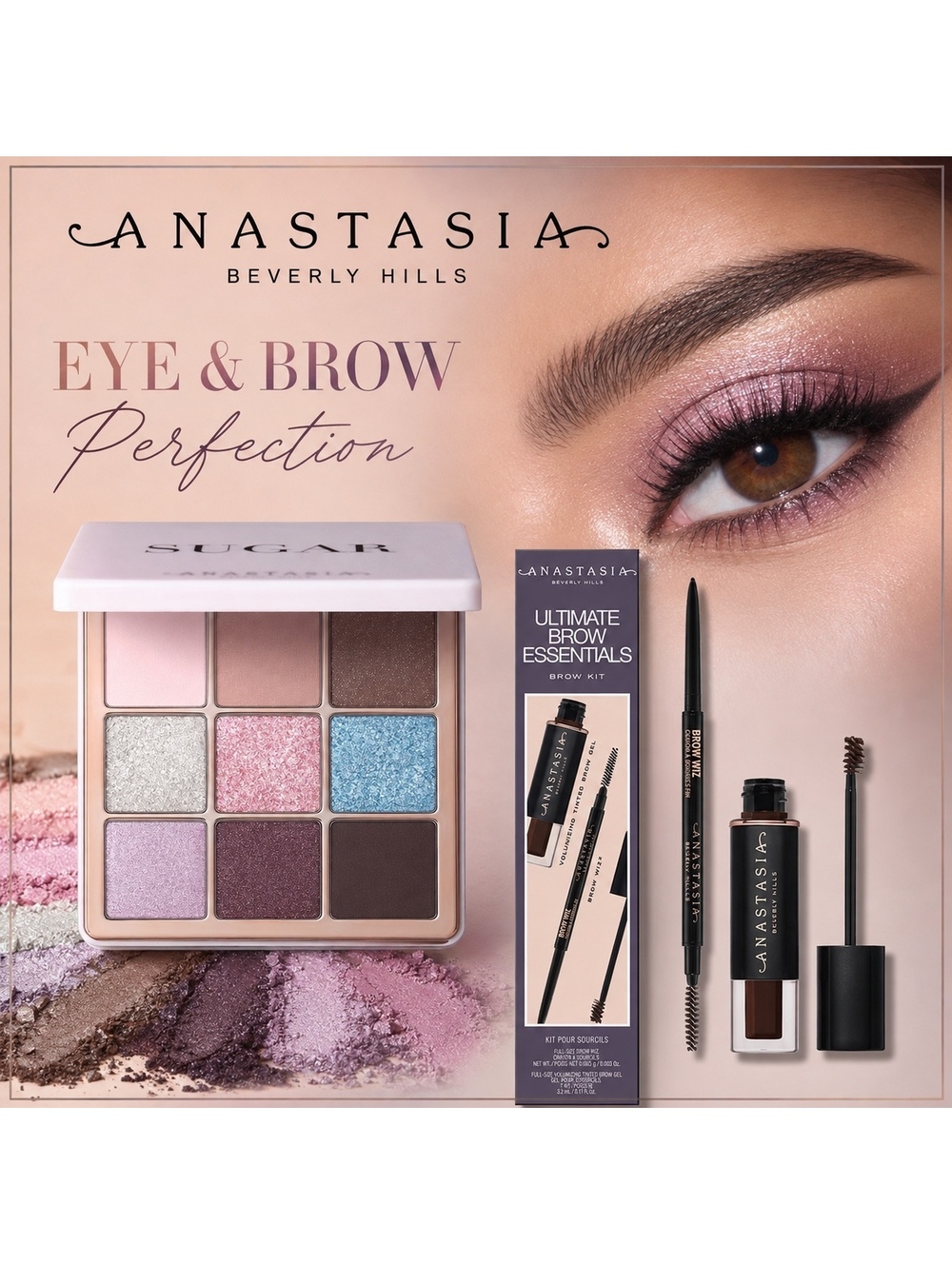 Anastasia Beverly Hills Sugar Eyeshadow & Ultimate Brow Kit Set NEW in Box